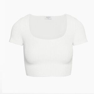 Aritzia Babaton Sculpt Knit Squareneck Top white